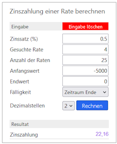 Zinszahlung für einen Zeitraum